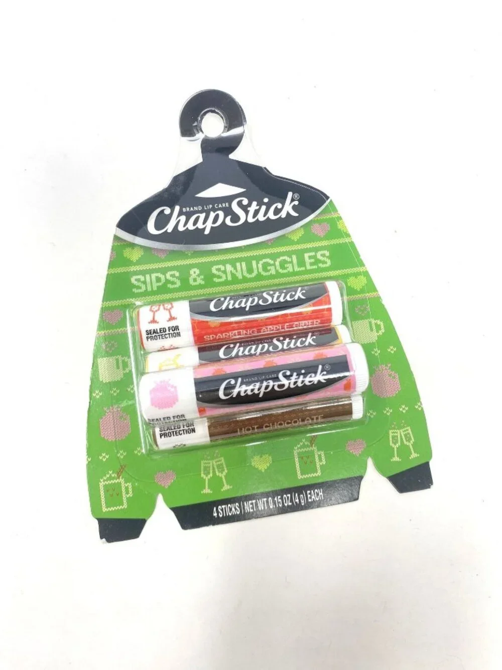 Chapstick Holiday Ugly Sweater Lip Balm - Sips & Snuggles - 0.15oz/4ct